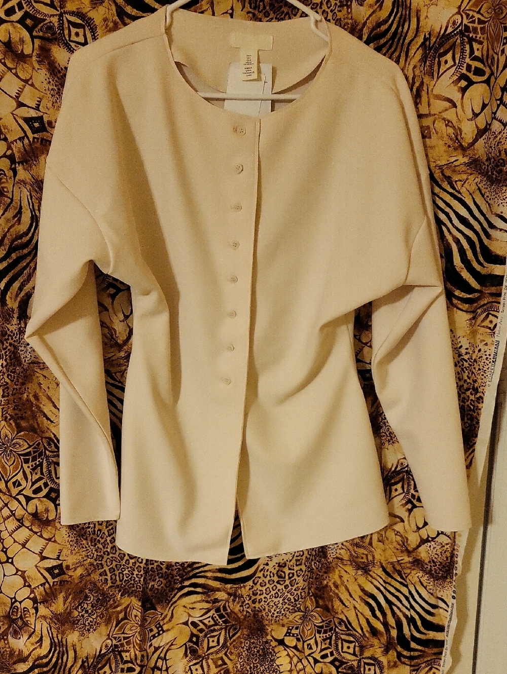 Cream Button-Front Long Sleeve Top